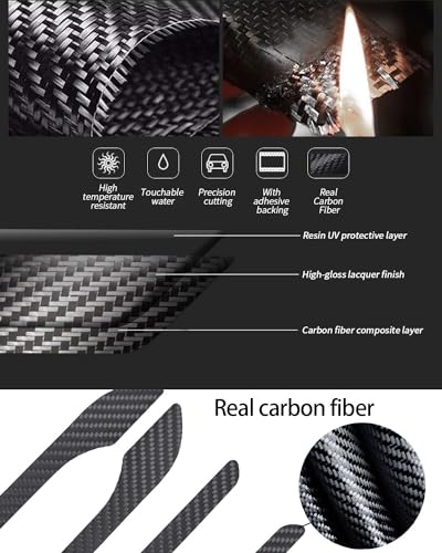 Carbon Fiber Door Handle Cover, Door Handle Protective Cover Decoration Compatible with Tesla Model Y/3 Accessories (2017-2025) Highland & Juniper Compatible (4 Pieces) (3K Matte Carbon) - style: 3K Matte Carbon