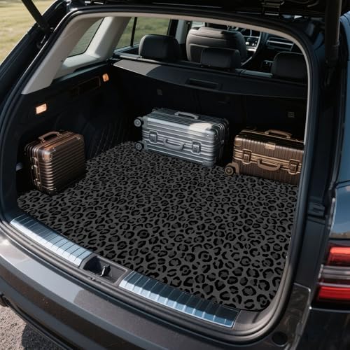 Universal Car Trunk Mat 29" x 39", Dense Black Leopard All Weather Trunk Protection Cargo Liner, Durable Cargo Mat Rear Trunk Liner,Stylish Vehicle Interior Accessories Suitable for Most Car Models - color: Dense Black Leopard