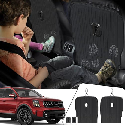 Kick Mats Backrest Mats for 2020-2024 2025 Kia Telluride 7 Passenger Captain Chairs Car Mats Accessories, All Weather TPE Interior Protector(2nd Row Backrest Mats) - size: 2nd Row Backrest Mats