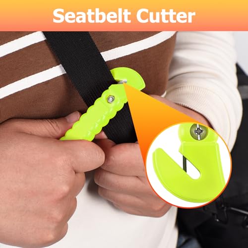 MOTORBUDDY 2-Pack Car Safety Hammer Seatbelt Cutter,Auto Emengency Escape Tool with Windows Glass Breaker, Escape Tool for Car Accidents,Grow in The Dark - color: Glowing-green