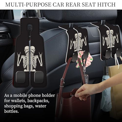 PU Leather Car Seat Hook, Storage Headrest Hanger, Cute Car Backseat Organizer, Car Hooks for Purses and Bags Skull Human Skeleton - color: Skull Human Skeleton