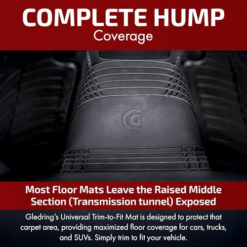 Gledring USA - Universal Rear Hump Mat, Trim to Fit Driveshaft Tunnel Protector for Cars & SUVs - Odor-Free, Non-Slip, All-Weather Rubber, Protects from Rain, Mud, & Snow