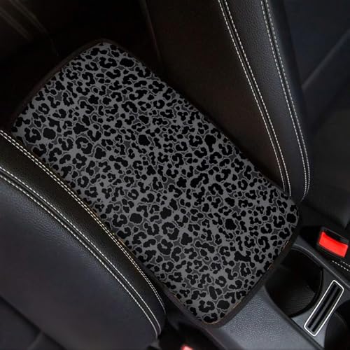 Dreaweet Black Leopard Print Car Center Console Cover Cheetah Print Car Accessories for Women Arm Rest Cover for SUV Sedan Non-Slip Comfortable Car Armrest Cover Pad,Easy to Install - color: Black Leopard Print