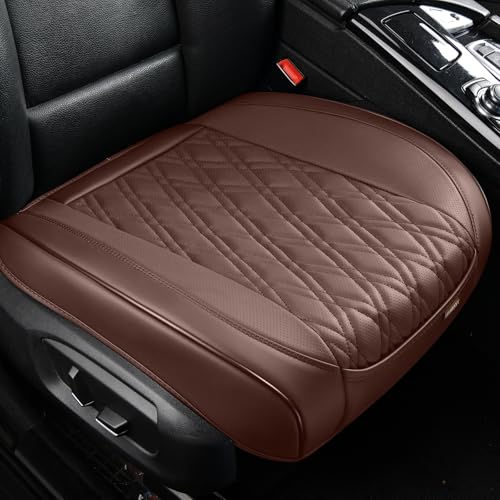 TIEHESYT Brown Car Seat Covers, 1PCS Seat Covers Bottom Protector, Breathable Nappa Leather Car Seat Covers Anti-Slip, Full Wrapping Edge Compatible with Most of Vehicles - SUVs/Sedans/Pickup Trucks - color: Brown Diamond, size: 1 PCS