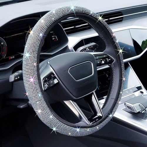 Bling Steering Wheel Cover, Rhinestone Steering Wheel Cover with Crystal Diamond for Women, Sparkling Car Wheel Protector Universal Fit 14-15 inches - Colorful - color: colorful