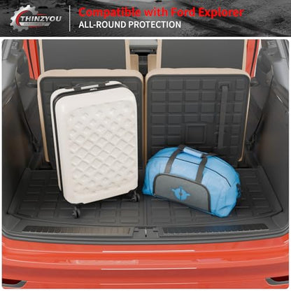 Cargo Mat Compatible with 2020-2025 2026 Ford Explorer Trunk Mat Cargo Liner Seat Back Cover Protector TPE All Weather Trunk Liner 2025 Explorer Accessories (Trunk Mat with Backrest Mats) - style: For Ford Explorer | 2020-2026