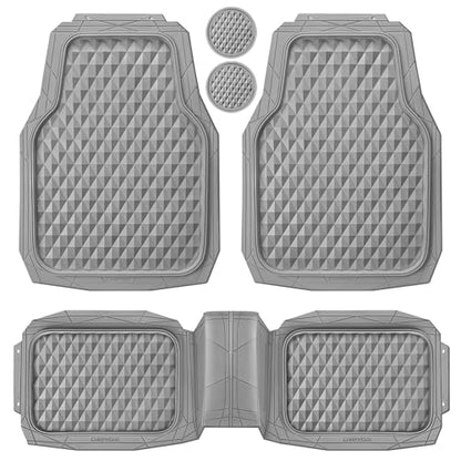CAR PASS Heavy Duty Rubber Car Mats, Gray Deep Dish All-Weather Car Floor Mat Full Set Durable Anti-Slip 3D Rhombus Waterproof Trim Fit Liner Universal Fit Automotive,Sedan,SUV,Truck, 3 Pcs Light Gray - color: Slate Gray