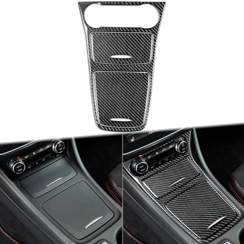 Generic Real Carbon Fiber Center Control Storage Box Surround Frame Cigarette Lighter Storage Box Cover Panel Sticker Cover Compatible with Benz CLA C117 2014-2018 GLA X156 2015-2019 Black - Kit - color: Center Control Storage Box Frame Cigarette Lighter