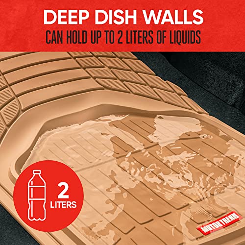 Motor Trend FlexTough Defender Floor Mats for Cars & TrunkShield Trunk Mat Set, Next-Gen Deep Dish Heavy Duty Car All Weather, Rubber Set Auto Truck Van SUV B09VYBHPDK - color: Beige, style: Cargo Combo