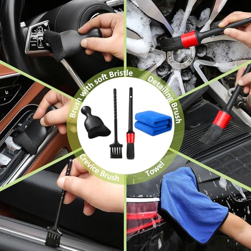 Qydipclin 10pcs Windshield Cleaning Tool Inside Car Window Cleaner Wash Kit with 4 Reusable Microfiber Pads 1 Spray Bottle and Extendable Handle Interior Auto Glass Wiper Kit, Green - color: Green