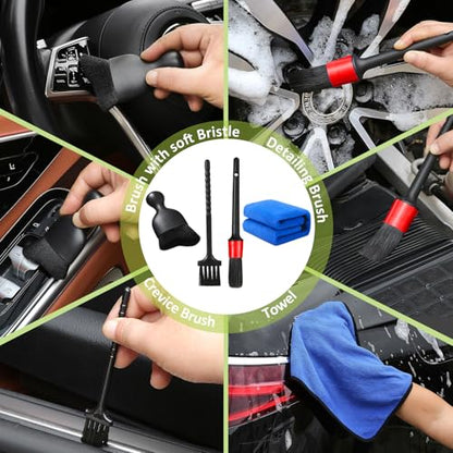 Qydipclin 10pcs Windshield Cleaning Tool Inside Car Window Cleaner Wash Kit with 4 Reusable Microfiber Pads 1 Spray Bottle and Extendable Handle Interior Auto Glass Wiper Kit, Green - color: Green