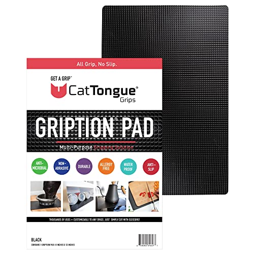 CatTongue Grips Non-Adhesive Anti-Slip Mat - Multi-Purpose Non-Slip Pad for Countertops, Desks, Tables & Workspaces - Ideal Desk Mat, Drawer Liner, Laptop Pad & More (Black, 8” x 12”) - color: Black