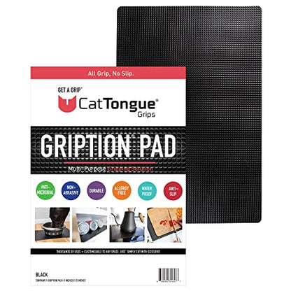 CatTongue Grips Non-Adhesive Anti-Slip Mat - Multi-Purpose Non-Slip Pad for Countertops, Desks, Tables & Workspaces - Ideal Desk Mat, Drawer Liner, Laptop Pad & More (Black, 8” x 12”) - color: Black