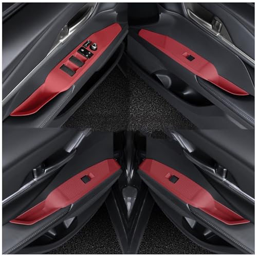 Temmis 4PCS Car Door Window Switch Panel Cover for Toyota Camry 2018-2025, Auto Interior Decor Accessories Armrest Trim Silicone Style Kit-Red (Seats Without Memory Function) - color: Red for Door Window Switch Cover