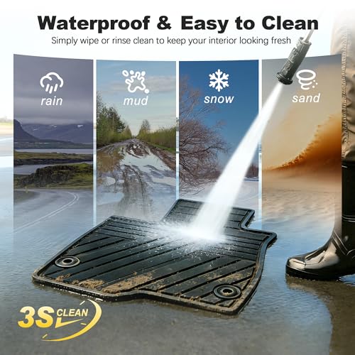 All Weather Floor Mats Custom Fit for Mazda CX-5 2017-2025 Waterproof Heavy Duty Anti-Slip Car Mats, 1st & 2nd Row Full Black