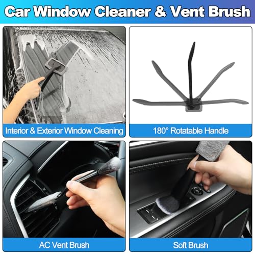 Car Cleaning Kit, Car Detailing Kit with Car Vacuum 8000PA High Suction, Car Interior Cleaning Supplies with Detailing Brushes, Windshield Cleaner Tool, Car Accessories for Men & Women