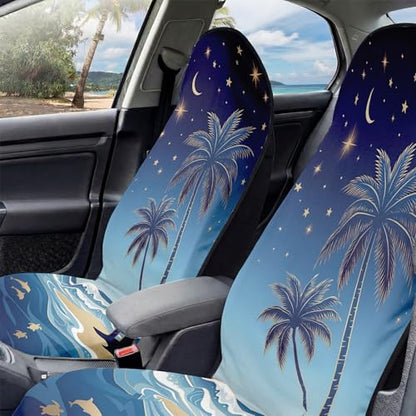2 Pack Car Seat Towel Covers, Sweat-Proof Microfiber Seat Protectors for Gym, Running, Beach & Workout, Breathable Quick-Dry, Machine Washable, Starry Palm Sea Print, Universal Fit - color: Starry Palm Sea