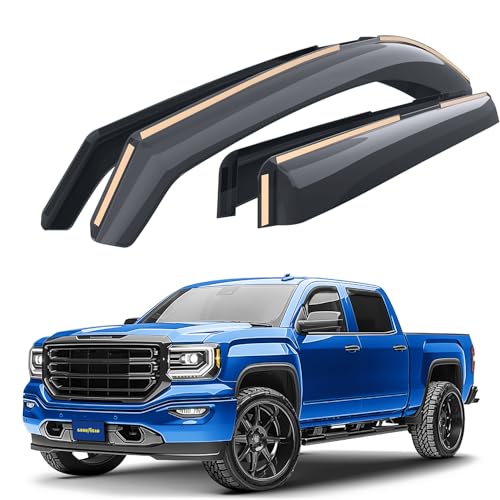 Goodyear Shatterproof in-Channel Window Deflectors for Trucks GMC Sierra 2014-2018 Crew Cab, Rain Guards, Window Visors, Vent Deflector,Truck Accessories,4pcs- GY003402LPv - color: For Sierra 14-18