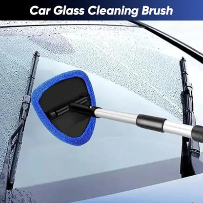 SakerPlus Telescopic Microfiber Glass Car Defroster Brush, 180° Rotating Head and Retractable Handle Multi-Surface Cleaner for Windows, Mirrors, Tiles (Red) - color: Red