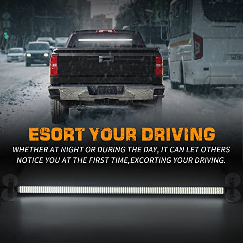 XRIDONSEN 35 inch Traffic Advisor Light Bar 144 LED White strobe lights Emergency Warning Flashing Safety Front/Rear Windshield w/Directional Arrow for Construction Vehicles Snow plow Trucks - color: White