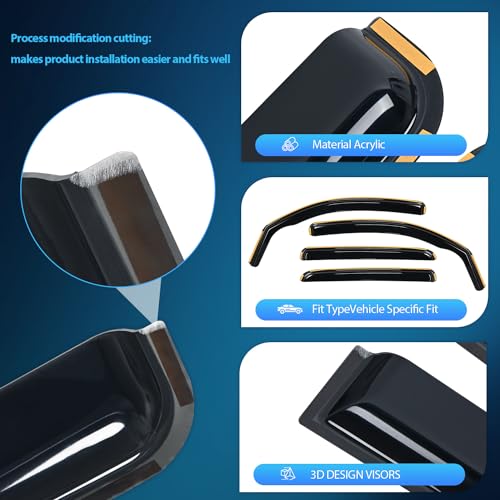 Nilight Durable Rain Guards for Toyota Tacoma Double Cab 2016 2017 2018 2019 2020 2021 2022 2023 Window Deflectors, Vent Window Visors, 4 Pieces - color: SMOKE