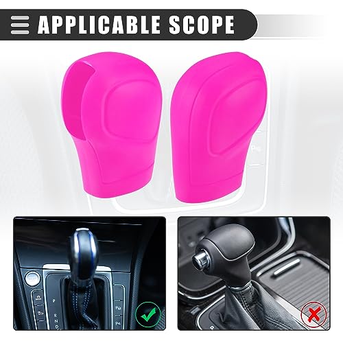 Motoforti Universal Car Gear Shift Cover Comfortable Handbrake Shifter Cover, Anti-Slip, Silicone, Rose Red, 2 Pcs - color: Rose Red