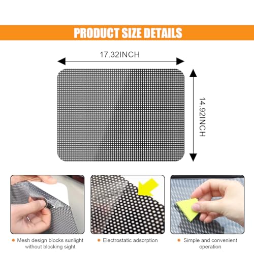 4PCS Car Side Window Sunshade, Block UV Rays Car Privacy Protector, Reuseable Static Cling Film Stickers, Washable Car Window Shade for Baby, Window Tint for Most Vehicles
