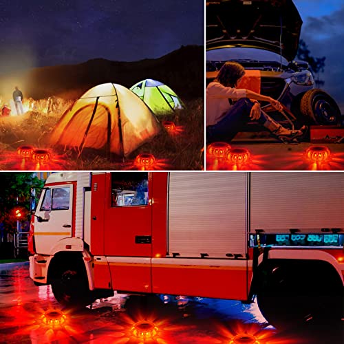 HEIGPAN GP903 LED Road Flares Safety Flashing Warning Lights, Magnetic Base Hook Carrying Bag 9 Flash Modes, for Car Truck Boat 3Pack(Batteries not Included) Orange - color: Battery-3pack