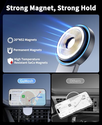 for 25W Magsafe Car Mount Charger with [Cooling Fan], Magnetic Phone Holder for Car, Car Vent Phone Mount with 63W Car Charger, Magnetic Wireless Car Charger for iPhone 17/16/15/14/13/12 Series