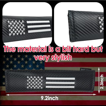 KAELTHAS 2 PCS Car Seat Belt Cover Pad Cushions Comfortable Driving Interior Accessories for Car SUV Truck Tractor Golf Cart UTV (Carbon Fiber with USA Flag) - style: Carbon Fiber with USA Flag