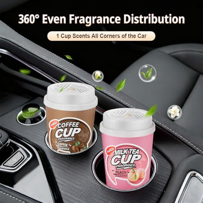 Coffee Car Air Freshener, 180-Day Long Lasting Odor Eliminator, 238g Large Capacity, Natural Plant-Based & Alcohol-Free, Safe for Baby & Pets, Fits Car Cup Holders,Car Accessories (coffee)