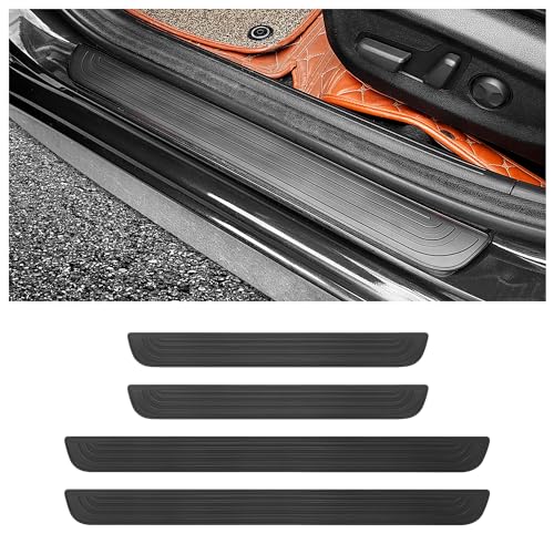 4PCS Car Door Sill Protector,Anti-Scratch Rubber Car Door Protector Edge Guards for Door Steps,Universal Waterproof Door Threshold Strips Exterior Accessories for Car Truck SUV (Black, Width 1.57") - color: Black, size: Width 1.57"