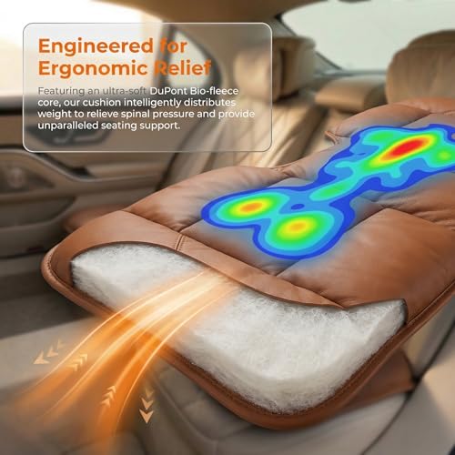 A leather rear seat cushion specially designed for cars - made by hand - can relieve pain in the buttocks, pressure points, and sciatic nerve. | Rear seat cover (Red Flag Brown, Rear Seat Cushion) - color: Red Flag Brown, size: Rear Seat Cushion
