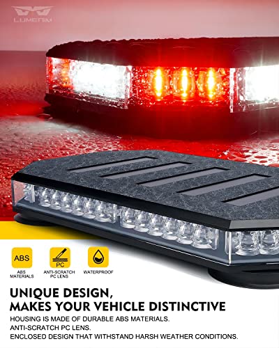 LUMENIX 42 LED Roof Top Strobe Beacon Light Bar Hazard Warning Emergency Flashing Firefighter Lights with Controller for First Responder Vehicles Fire Trucks Snowplow White Red (Patent Design) - color: White Red