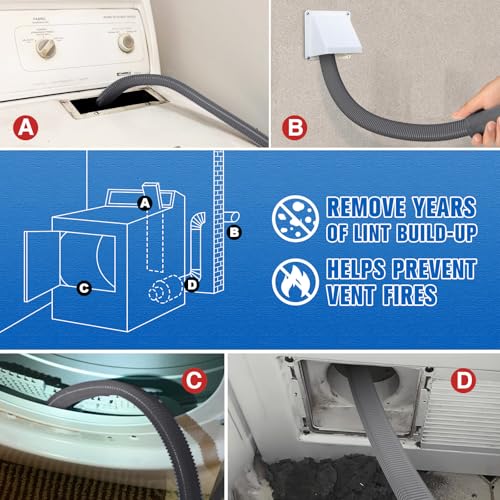 Sealegend Upgrade Dryer Vent Cleaner Kit Vacuum Hose Attachment Compatible with Most Vacuum Cleaner, Quickly Lint Remover Cleaning Supplies, Deep Gray - color: Deep Gray