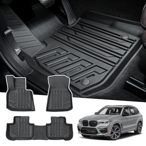 Powerty Floor Mats for 2018-2024 BMW X3 / 2019-2024 BMW X4, Custom Fit for X3 X4 Accessories, 3D TPE All Weather Car Mats Heavy-Duty Floor Liners (Fit All Models) - size: 1)BMW X3｜18-24 /BMW X4｜19-24 ｜1st & 2nd Row