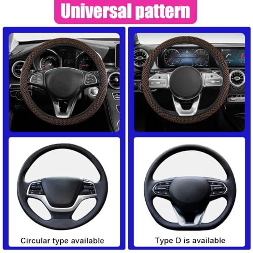 Elastic Stretch Steering Wheel Cover, Anti-Slip 15 inch Microfiber Odorless Breathable Ice Silk Car Steering Wheel Protector, Easy Carry, Warm in Winter & Cool in Summer (Coffee) - color: Coffee