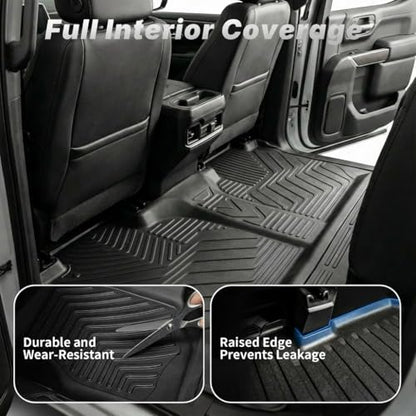 OEDRO Upgraded Floor Mats for 2019-2026 Chevy Silverado/GMC Sierra 1500 Crew Cab & 2020-2026 Silverado/Sierra 2500HD 3500HD, Bucket Seat, All Weather Custom Fit Silverado Accessories Floor Liners - style: Bucket Seat| Crew Cab| with underseat storage
