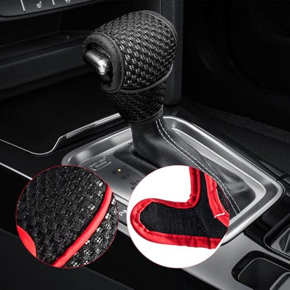 Car Gear Shift Knob Cover, Anti-Slip Manual Automatic Shifting Knob Gear Handle Stick Protection, Breathable Automotive Rod Lever Shifter Knobs Cover for SUV Truck RV (Black, Regular) - color: Black, size: Regular