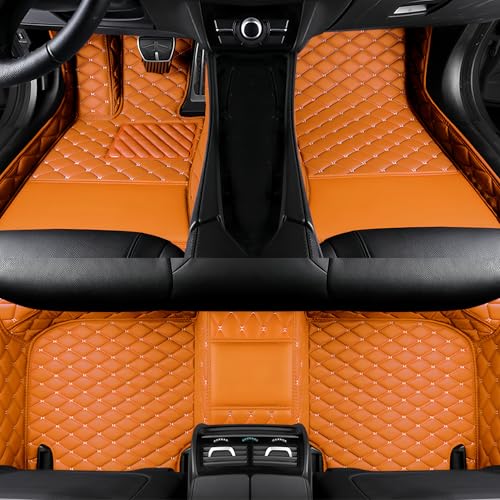 Customize All-Weather Protection Luxury Leather Floor Mats for Cars, SUVs, and Trucks According to Automotive Model (3D Orange Floor Mats) - color: 3D Orange Floor Mats