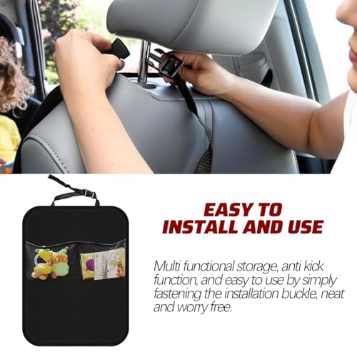 Zpana 2PCS Car Kick Mat Back Seat Protector, Large Vehicle Backseat Protector with 2 Mesh Storage Pockets, Automotive Back Seat Storage Organizer for Kids, Universal for Truck SUV Sedan