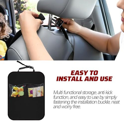 Zpana 2PCS Car Kick Mat Back Seat Protector, Large Vehicle Backseat Protector with 2 Mesh Storage Pockets, Automotive Back Seat Storage Organizer for Kids, Universal for Truck SUV Sedan