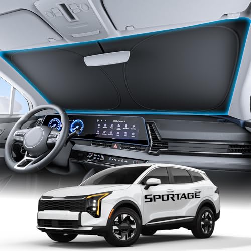 Wigoo for Kia Sportage Windshield Sunshade [OEM Design, 100% Sun Blockage] Foldable Heat Insulation Sun Shade with Storage Bag, for Kia Sportage (2020-2026), Silver Coating - size: for Kia Sportage(2020-2026)