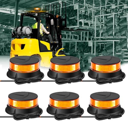 DAYSEN 6Pcs Amber Strobe Beacon Lights - 360° Rotating Emergency Light with 7 Flash Modes, 12V/24V Compatible for Trucks, Tractors, ATV/UTV, Golf Carts & Heavy Duty Vehicles (4.2" Permanent Mount) - size: Screw (6pcs)