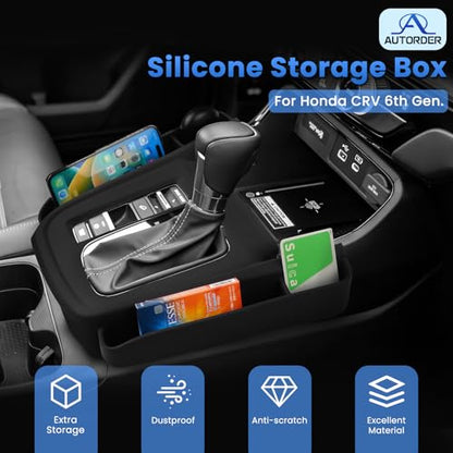 Autorder Silicone Center Console Organizer for 2023-2026 Honda CRV CR-V Accessories Seat Gap Storage Box Soft Gear Shift Panel Trim Cover - size: 2023+ CRV Silicone Organizer