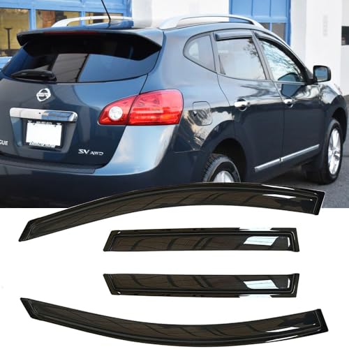 Side Window Wind Deflector fit for 2009-2013 Nissan Rogue&2014-2015 Rogue Select,4pcs Outside Mount Style Shade Sun Rain Guards Set,Dark Smoke Window Visors 94076 - size: 09-13 Rogue,14-15 Rogue Select