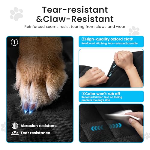 Dog Car Seat Cover for Back Seat, Hard Bottom Back Seat Extender for Dogs with Door Protector, Anti Scratch, Waterproof & Non-Slip Dog Backseat Cover for Small Mid Cars, SUVs & Trucks, Holds 450Lbs