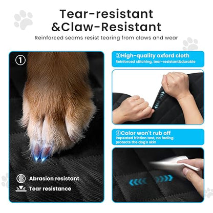 Dog Car Seat Cover for Back Seat, Hard Bottom Back Seat Extender for Dogs with Door Protector, Anti Scratch, Waterproof & Non-Slip Dog Backseat Cover for Small Mid Cars, SUVs & Trucks, Holds 450Lbs