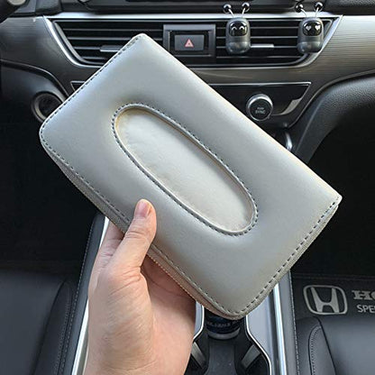 Car Sun Visor Tissue Holder, Napkin Holder, PU Leather Backseat Tissue Case Holder for Car Vehicle with Zipper (Grey) - color: Grey