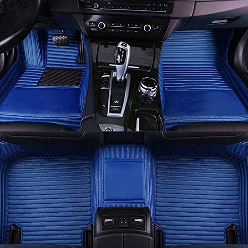 Custom Waterproof Leather Car Floor Mats Fit for Most Car SUV Truck & Sportscar All Weather Protection Vehicles (Blue Stripe) - color: Blue Stripe